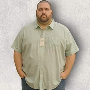 Izod Saltwater Relaxed Fit Button Up Shirt Men’s 4XL Short Sleeve Green NWT